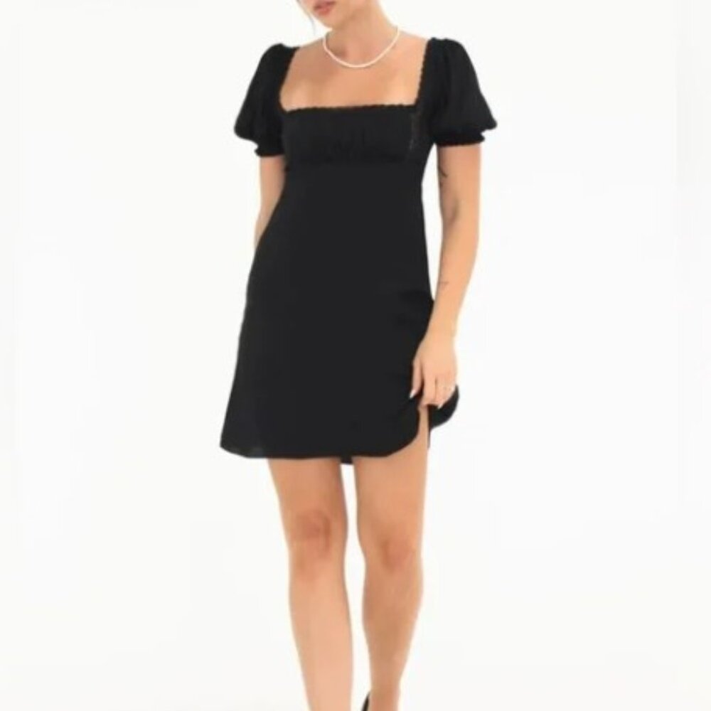 Rumored Junior's Napa Valley Square Neck Smocked Satin‎ Mini Dress Size S